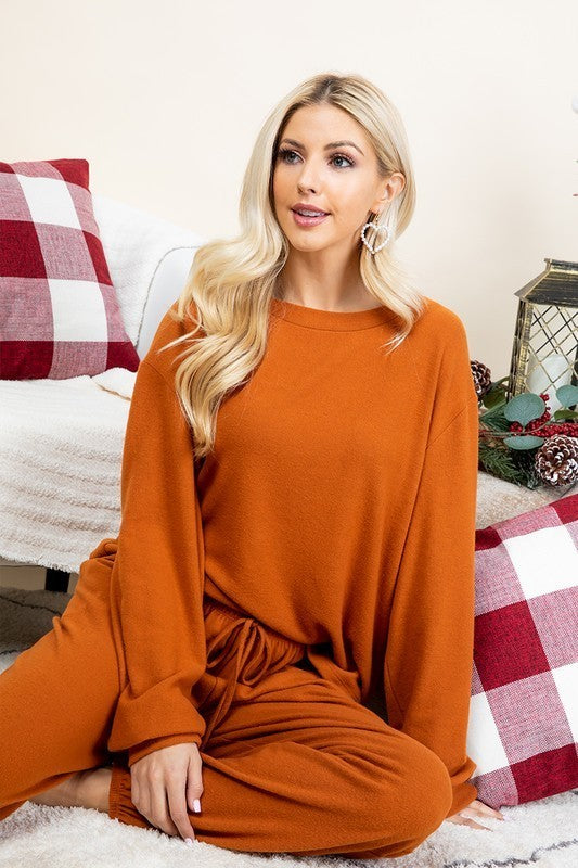 Super Lady Full Size Fuzzy Top and Pants Lounge Set