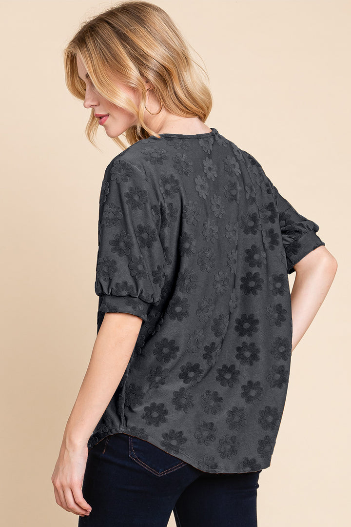 Tori Textured Floral Pattern Top