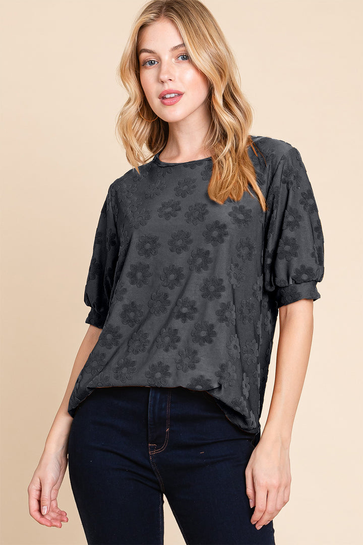 Tori Textured Floral Pattern Top