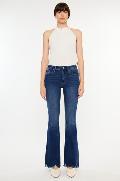 Kancan Misty Raw Hem Flare Jeans