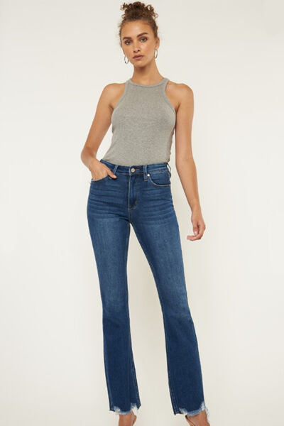 Kancan Misty Raw Hem Flare Jeans