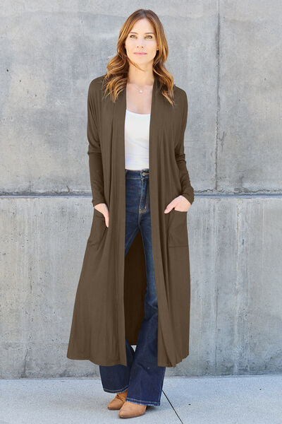 Basic Bae Full Length Open Front Long Sleeve Cardigan