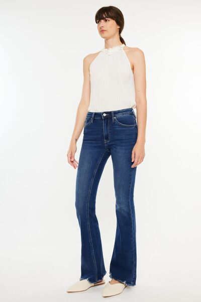 Kancan Misty Raw Hem Flare Jeans