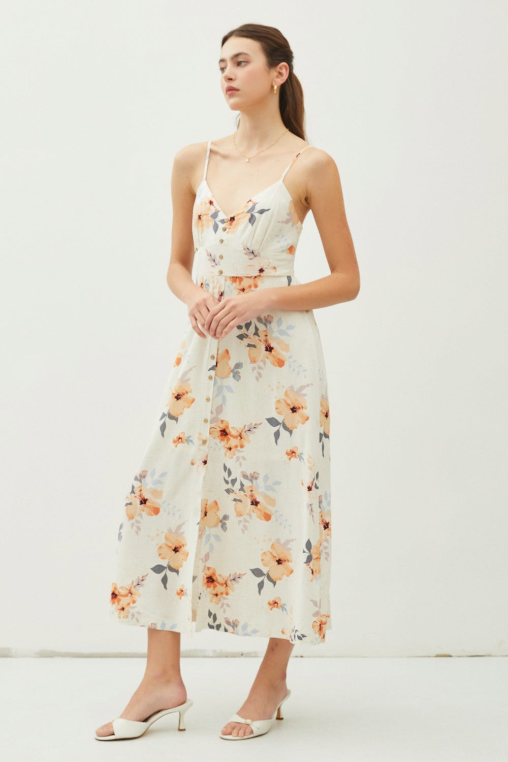 Kay Floral Button Down Cami Midi Dress