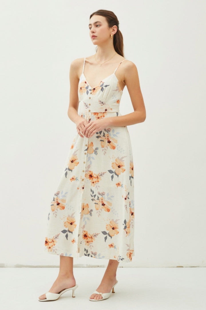 Kay Floral Button Down Cami Midi Dress