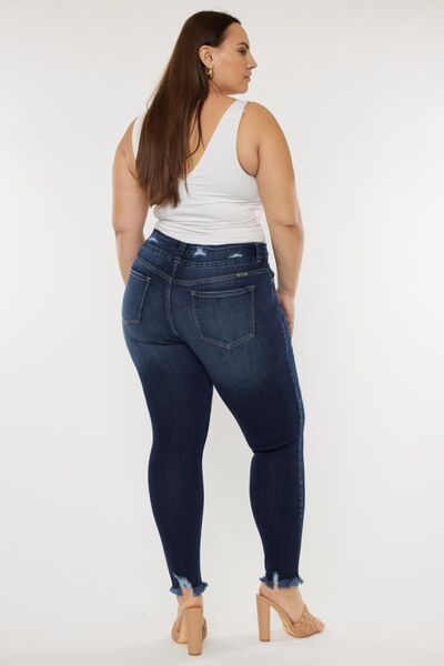 Kancan Full Size Raw Hem High Waist Jeans
