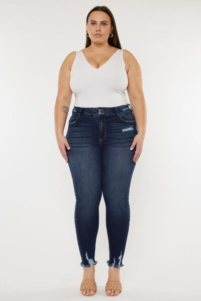 Kancan Full Size Raw Hem High Waist Jeans