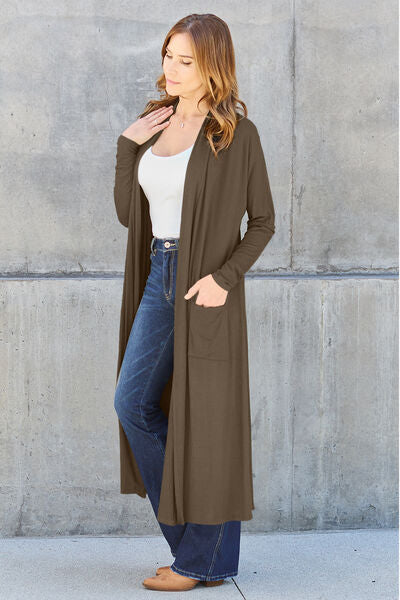 Basic Bae Full Length Open Front Long Sleeve Cardigan