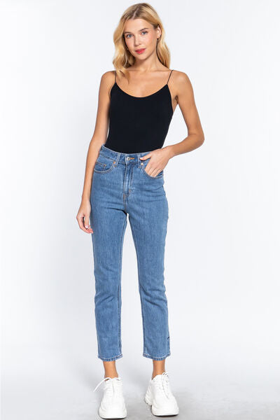 AB Ribbed Round Neck Cami Bodysuit