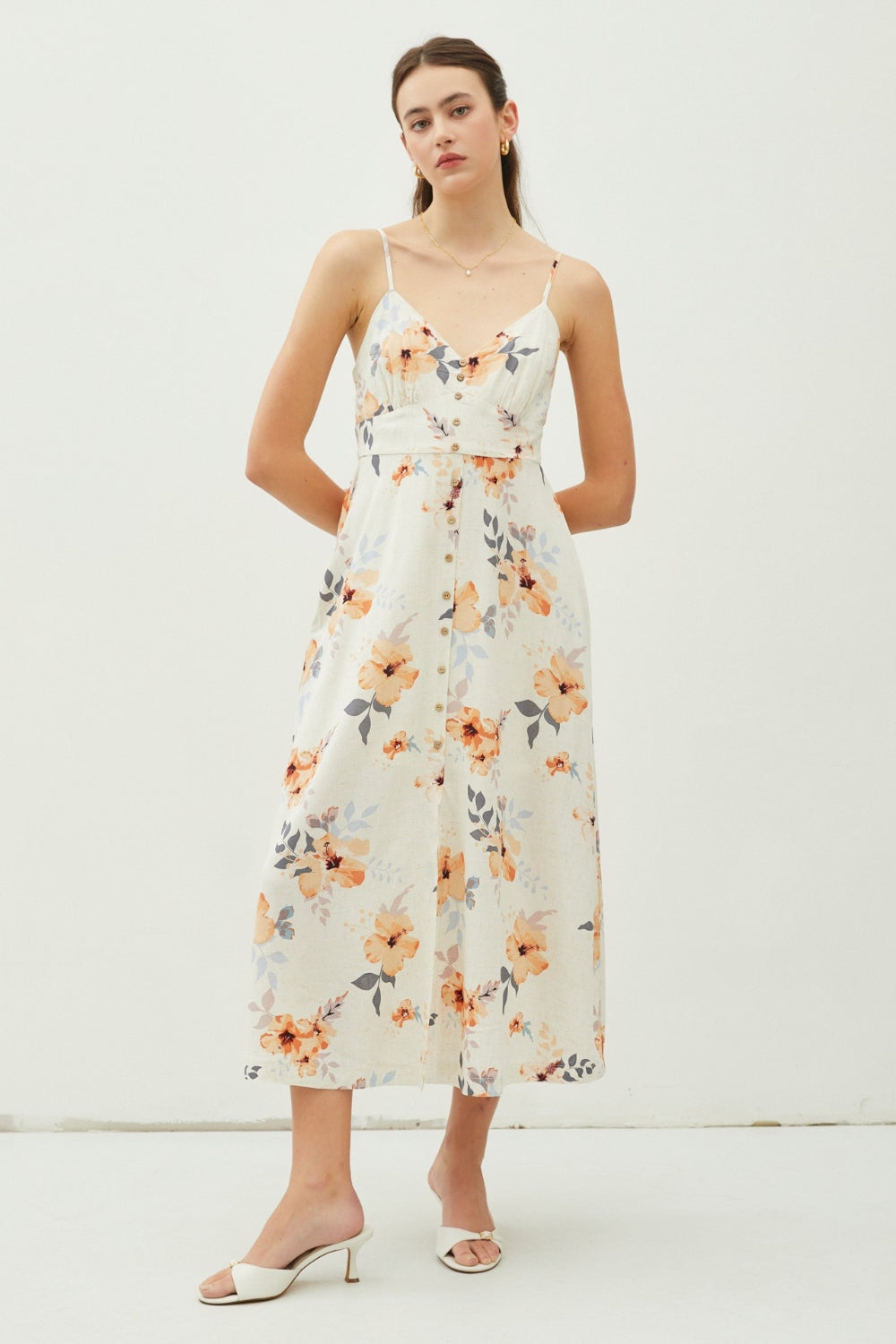 Kay Floral Button Down Cami Midi Dress