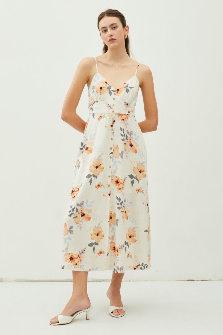 Kay Floral Button Down Cami Midi Dress