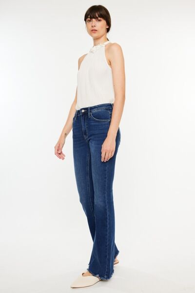 Kancan Misty Raw Hem Flare Jeans