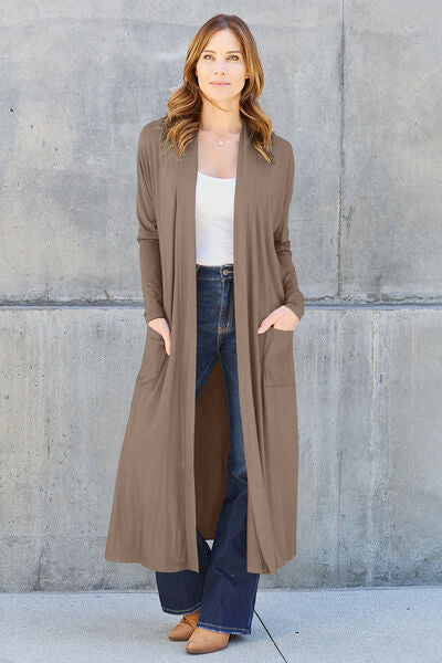 Basic Bae Full Length Open Front Long Sleeve Cardigan