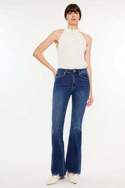 Kancan Misty Raw Hem Flare Jeans