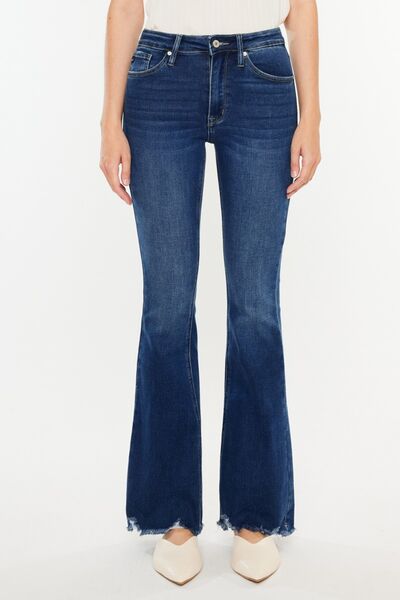Kancan Misty Raw Hem Flare Jeans