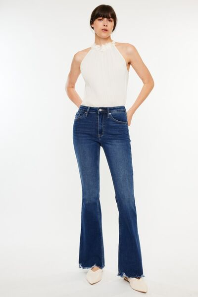 Kancan Misty Raw Hem Flare Jeans