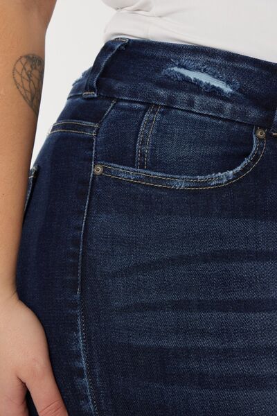 Kancan Full Size Raw Hem High Waist Jeans